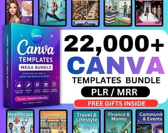22,000+ Canva Templates Bundle, PLR MRR, Social Media, Planners (Digital Download)