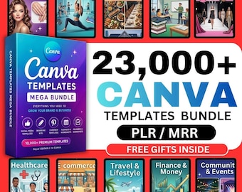 23,000+ Canva Templates Bundle, PLR MRR, Social Media, Planners (Digital Download)