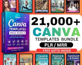 21,000+ Canva Templates Bundle, PLR MRR, Social Media, Planners (Digital Download)