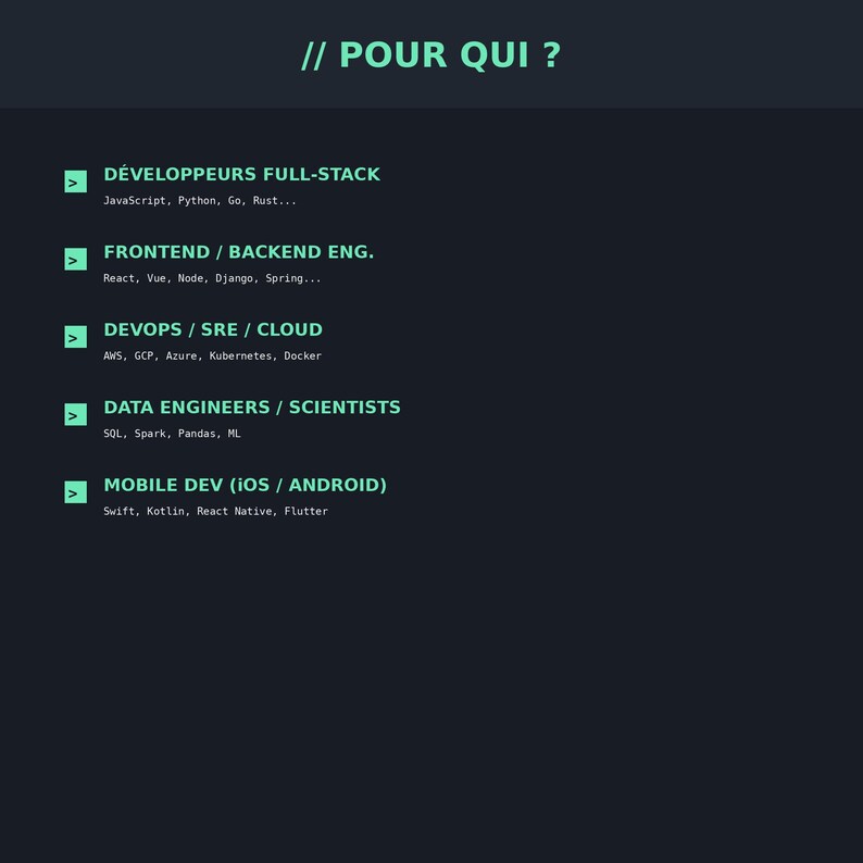 CV-sjabloon voor ontwikkelaar | CV voor full-stack tech (Frans) | Modern donker Word-PDF | CV-sjabloon voor consoleprogrammeur afbeelding 4