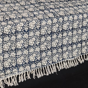 Floral Hand Block Print Cotton Throw Blanket – 50x72 Handwoven Couch, Sofa Decor, Bohemian Bedsheet
