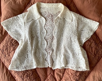 1930’s White Lace Shrug | 30’s Bolero