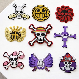 Anime Pirate Skull Patches, Embroidered Jolly Roger Patch, Iron On Badge, Manga Inspired Symbol