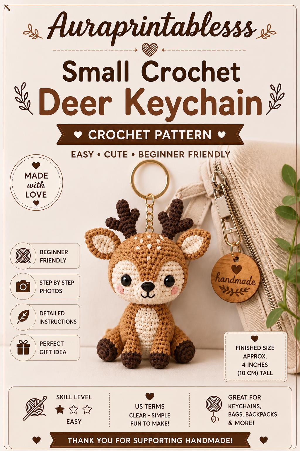 39 Deer Crochet Patterns for Woodland, Holiday, and Amigurumi Projects 7 Crochet Deer Keychain Pattern: Amigurumi