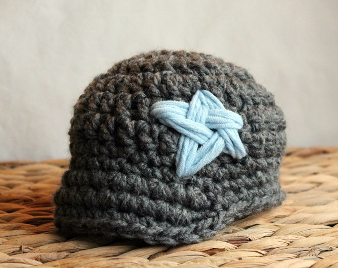 Crochet Brimmed Beanie Hat for Baby Boy With Embroidered Star Etsy