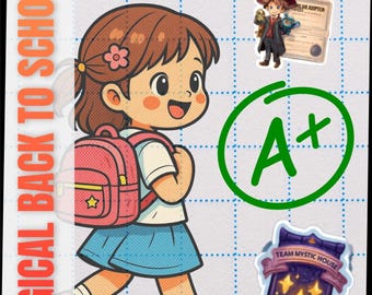 Magical Back to School Digital Stickers, Wizard School Sticker Book, 60+ PNG GoodNotes Stickers, Instant Download