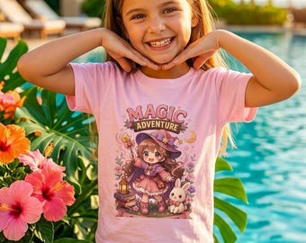 Maglietta magica da strega/avventura / Maglietta fantasy con coniglietto per bambini