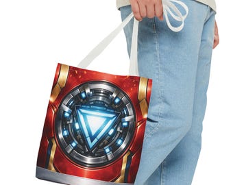 Borsa tote con nucleo triangolare del reattore ad arco / Stampa a tema energetico fantascientifico / Design eroico futuristico