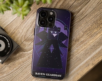 Custodia per telefono Raven Guardian / Custodia per iPhone in stile anime gotico mistico / Accessorio lucido dark fantasy
