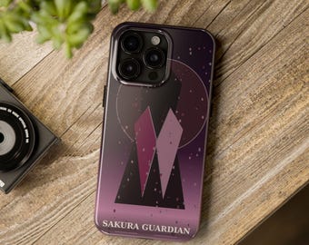 Cover per iPhone con motivo Sakura Guardian Anime / Cover per telefono lucida rosa tenue con fiori di ciliegio