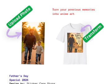 Personalized Anime Fathers Day T-Shirt | Custom Photo Gift for Dad
