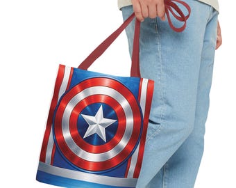 Borsa a tracolla con scudo / Design a stelle rosse, bianche e blu, ideale per portare tutto ciò che serve.