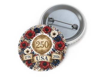 Spilla floreale per il 250° anniversario degli Stati Uniti / Distintivo patriottico 1776-2026 / Ricordo del 250° anniversario dell'America / Spilla vintage botanica per il Giorno dell'Indipendenza