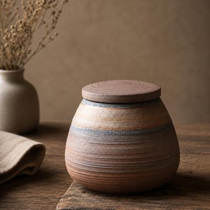 Handmade Ceramic Pet Memorial Urn, Rustic Keepsake Ashes Container (8.7cm W x 8cm H)