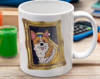 Corgi With Pearl Earring Coffee Mug: Funny Dog Mom Gift
