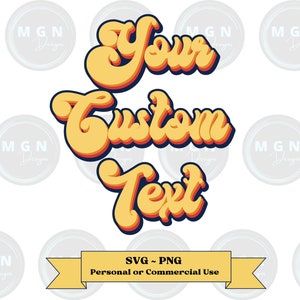 Benutzerdefinierte Retro Bubble Buchstaben: Vintage-Schrift SVG PNG JPG (kommerzielle Nutzung)