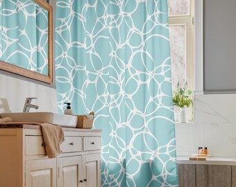 Tenda da doccia Water Rings: decorazione da bagno resistente all'acqua color acquamarina
