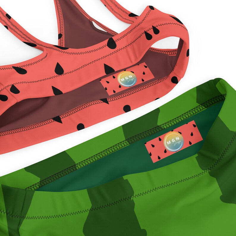 Watermelon Twopiece Recycled Highwaisted Bikini, Summer Fruit Sporty