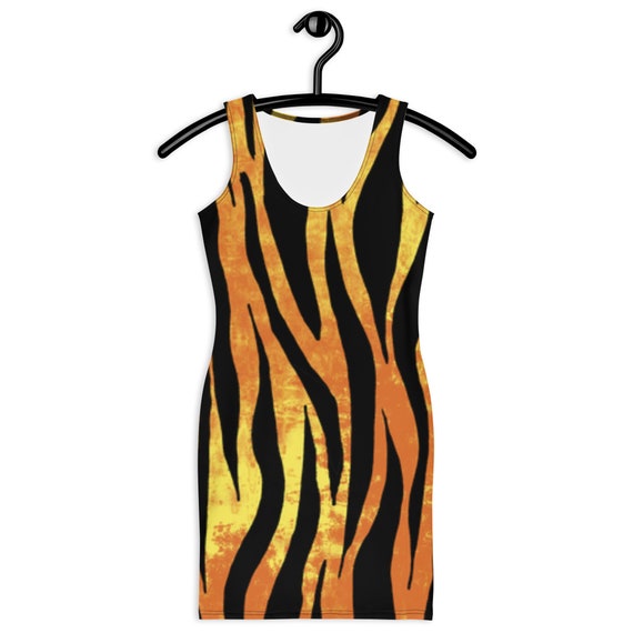tiger stripe bodycon dress Tiger Stripes Print Bodycon Dress, Animal Pattern, Bold Colors