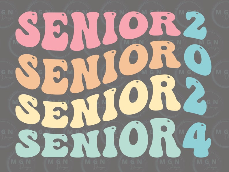 Retro Senior 2024 Font PNG SVG Bundle Senior Wavy Text Etsy