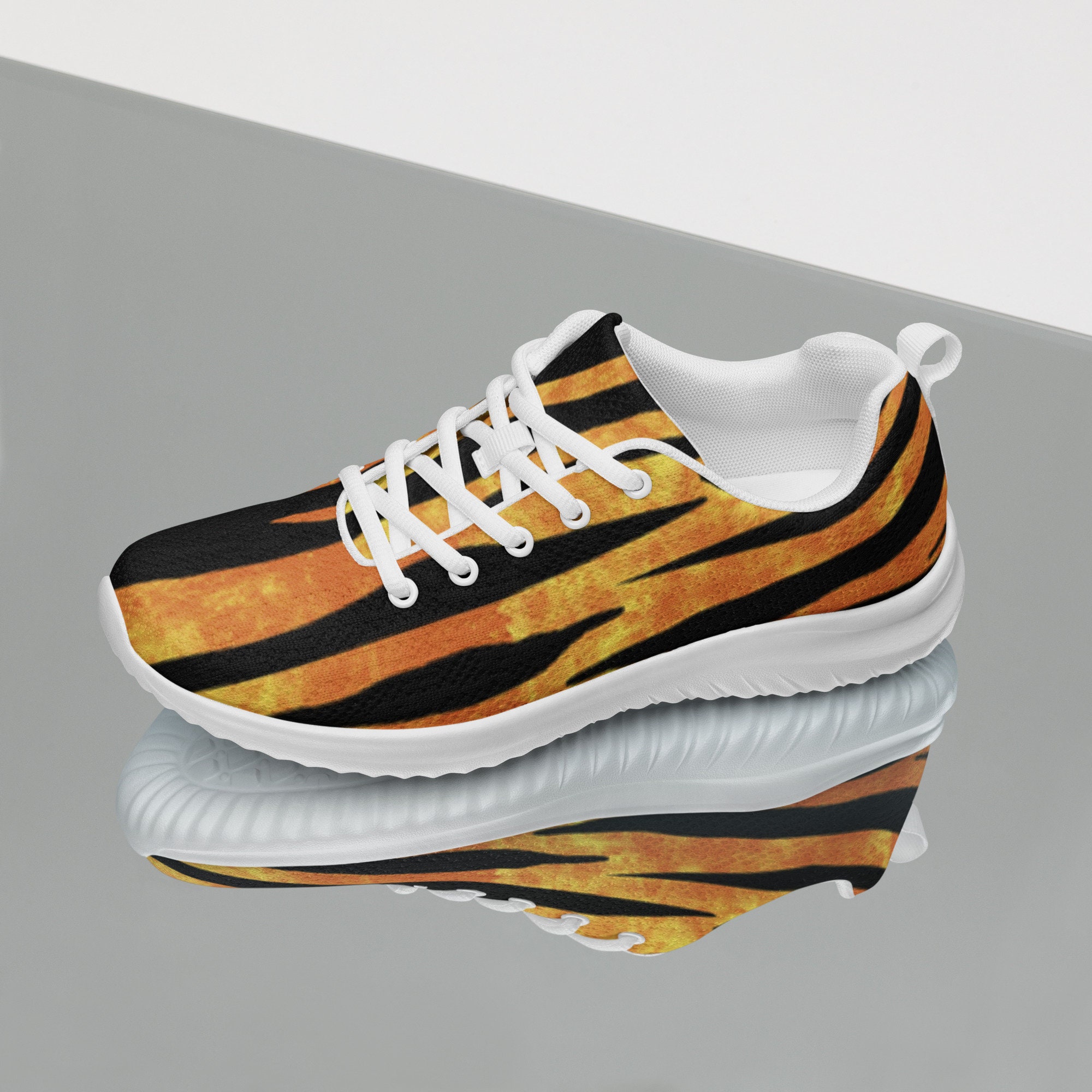 Tiger Stripes Womens Athletic Shoes Animal Print Womens Sneakers Black and Orange Gym Workout Shoes Tiger Team Footwear Etsy