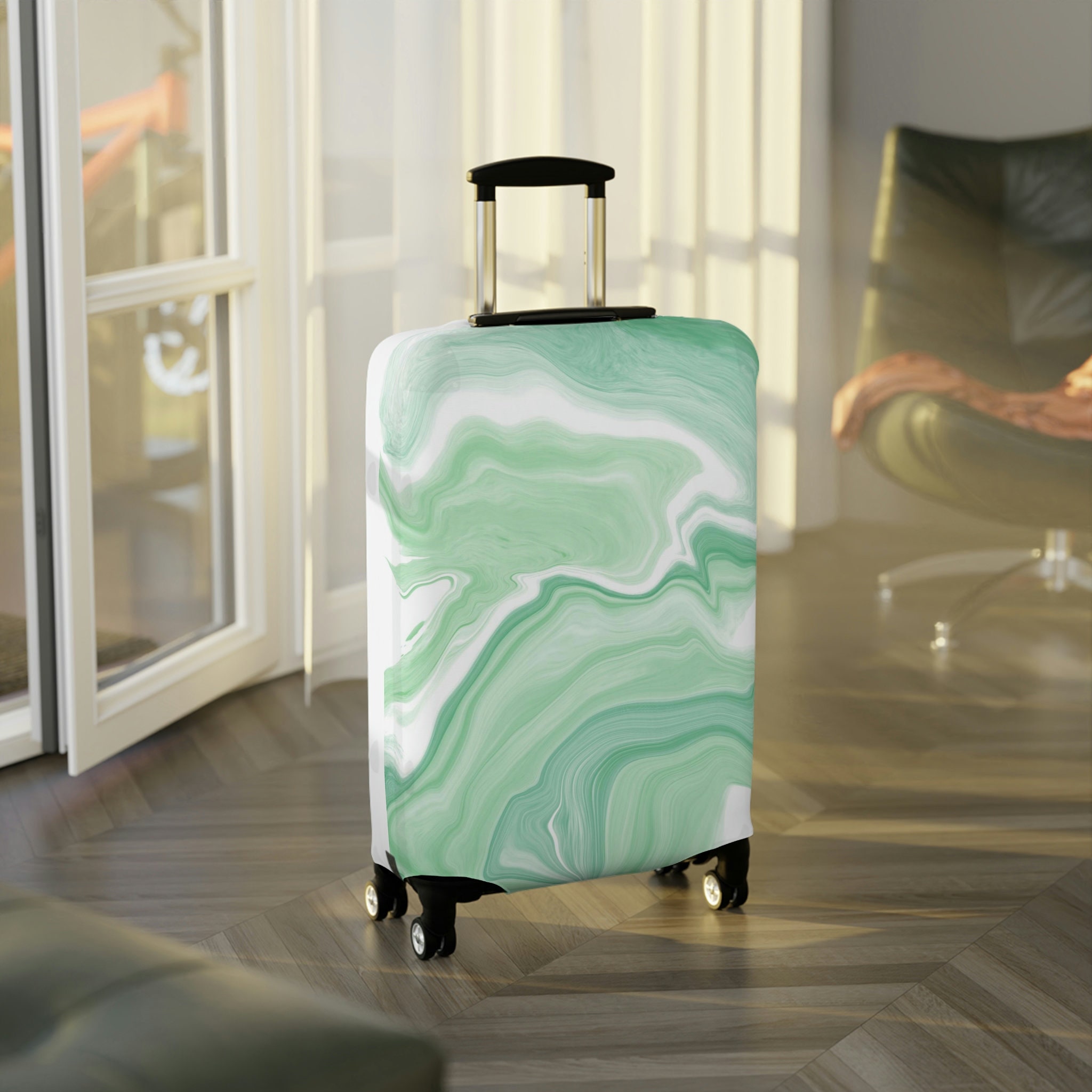 Green White Polka dot Pattern Print Luggage Cover Protector