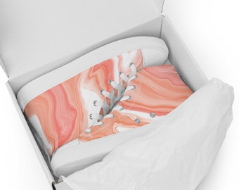 Sneakers alte in tela con motivo marmo pesca: scarpe da ginnastica personalizzate con stampa da donna
