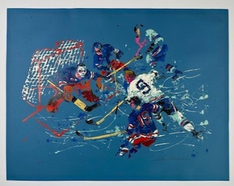 LeRoy Neiman "Blue Hockey" Serigraph Signed and Numbered 31''x24''