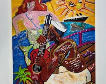 George Hunt Legendary Rhythm & Blues Cruise 2005 Art Poster Jazz Signed Numbered