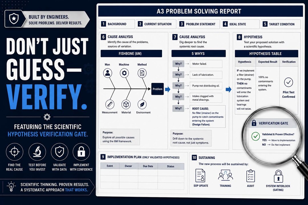 Professional A3 Problem Solving Toolkit - 6M Fishbone and 5 Whys - Lean ...