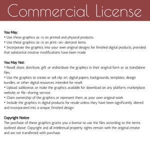 Commercial use license terms for Cottagecore Christmas digital paper, printable scrapbook designs and holiday graphics.