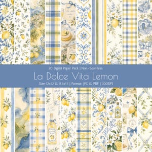 La Dolce Vita Citroen Digitaal Papierpakket Mediterrane Citroen Achtergronden Italiaanse Zomer Amalfikust Papieren Citrus Bloemen Scrapbook Ontwerpen