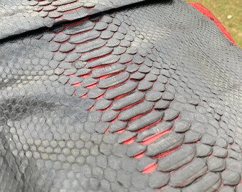 Genuine Python Leather, Charcoal Gray Exotic Leather for Handcrafting