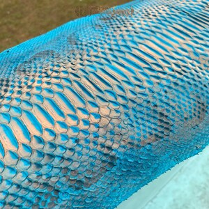 Turquoise Blue Borneo Python Leather, Genuine Reptile Leather for Handmade Craft