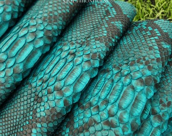 Reticulated Python Unbleach Skin Hide for Leather Crafting | Blue Python Skin Material | Leather for Bags, Boots, Wallets & Handmade Project