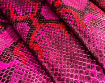 Real Reticulated Python Skin, Fuchsia Pink Exotic Skin for Handmade Craft