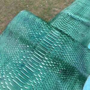 Borneo Snakeskin for Handcrafting, Metallic Emerald Green Genuine Reptile Skin