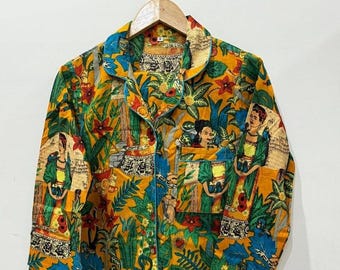 Frida Kahlo Print Pajama Set:  Handmade Lounge Wear Women's Gift for Her