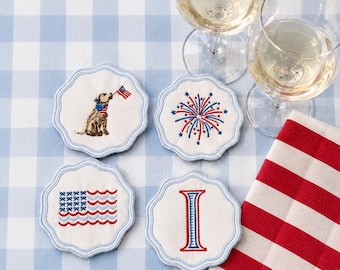 Custom Patriotic Coasters; 4th of July Decor; Independence Day  Gift; Americana Gift