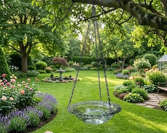 Mangiatoia per uccelli a forma di fiore sospesa / Decorazione da giardino con bordo smerlato