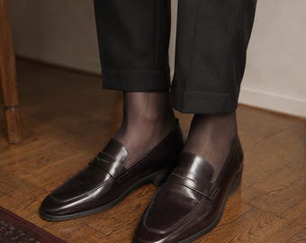 Mocassins Cerruti 1881 en cuir | Chaussures habillées marron foncé bordeaux, pointure 41