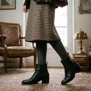 Chelsea Boots aus schwarzem, geprägtem Pythonleder | Western-Cowboy-Stiefeletten