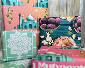 Eid Mubarak wrapping paper 3 designs. 500 mm x 700mm. 6 sheet bundle