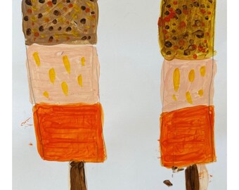 Impression giclée d'art représentant des glaces colorées : Art mural contemporain (A4)