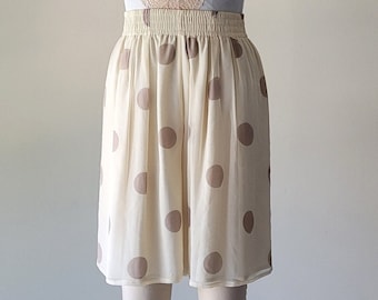 Vintage 1980s ANN TAYLOR Silk Chiffon Ivory Polka Dot Tap Pants, Small,  Made in Korea