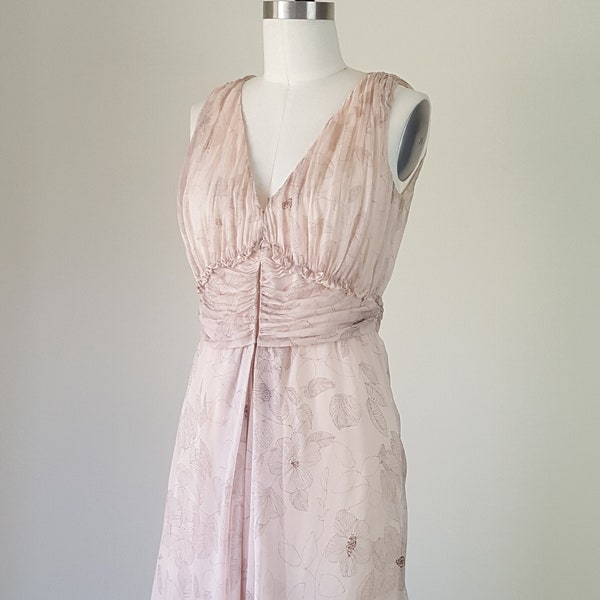 Robe Liliu en mousseline de soie transparente • Robe midi rose style années 30 • Taille M - M/L