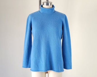 Thick 100% Cashmere Rollneck Sky Blue Sweater Jumper | Small