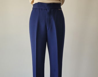 1970s Ski Pants EDELWEISS Stirrup Navy Flared Bellbottom Snow Pants • Made in USA • Size S - M • 27 in. Waist
