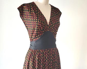 Diane von Furstenberg Silk Jersey Dress, Vintage DVF Tie Waist 1970s Style Midi, Size 6