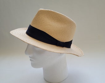 1980s OLÉ Panama Straw Hat Genuine • Vintage Fedora Hand Woven in Ecuador • M Medium Size 7